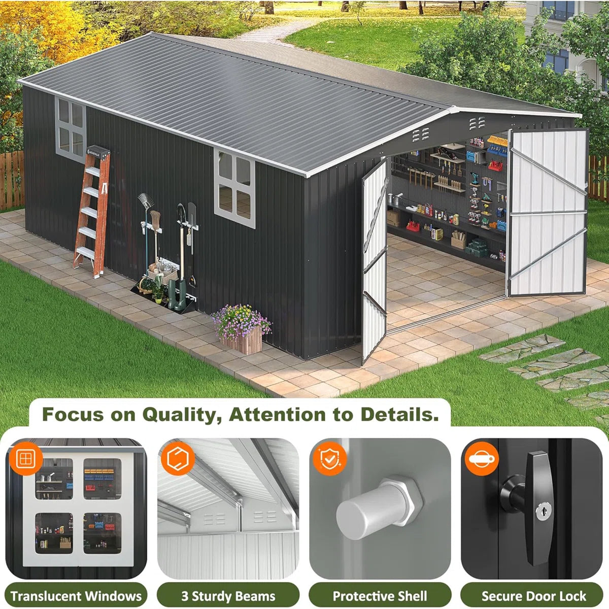 12 x 18-Foot Large Outdoor Metal Storage Shed