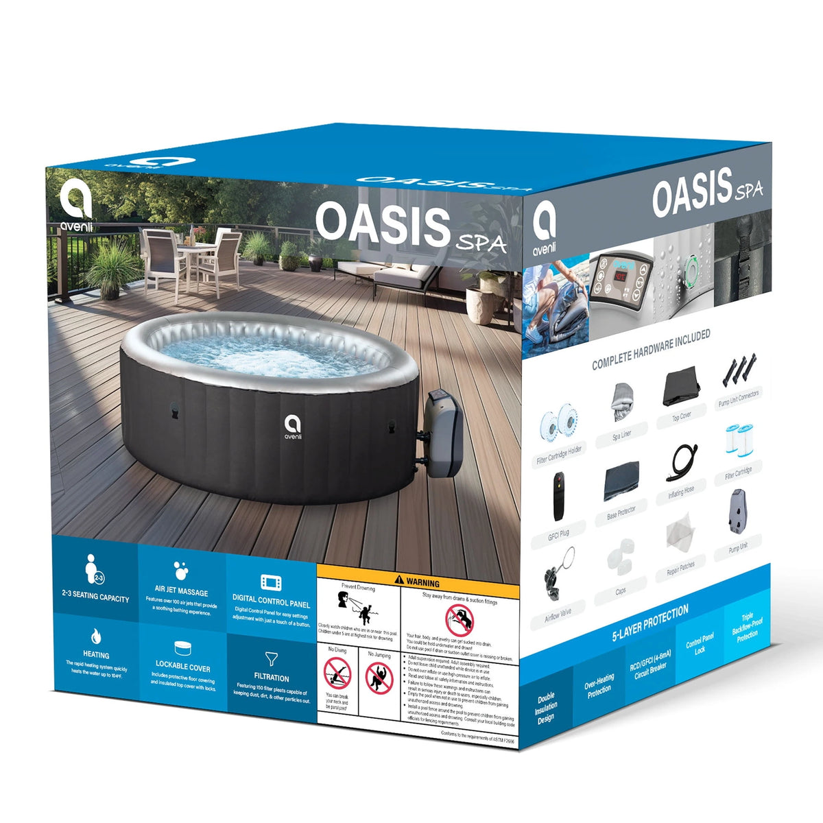 Avenli Oasis 2–3 Person Inflatable Hot Tub