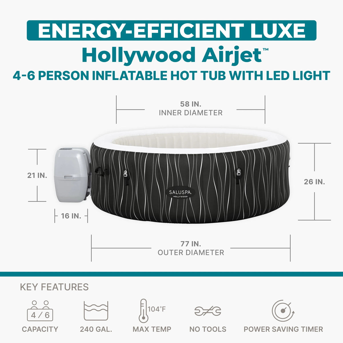 Bestway SaluSpa Hollywood Luxe Inflatable Hot Tub
