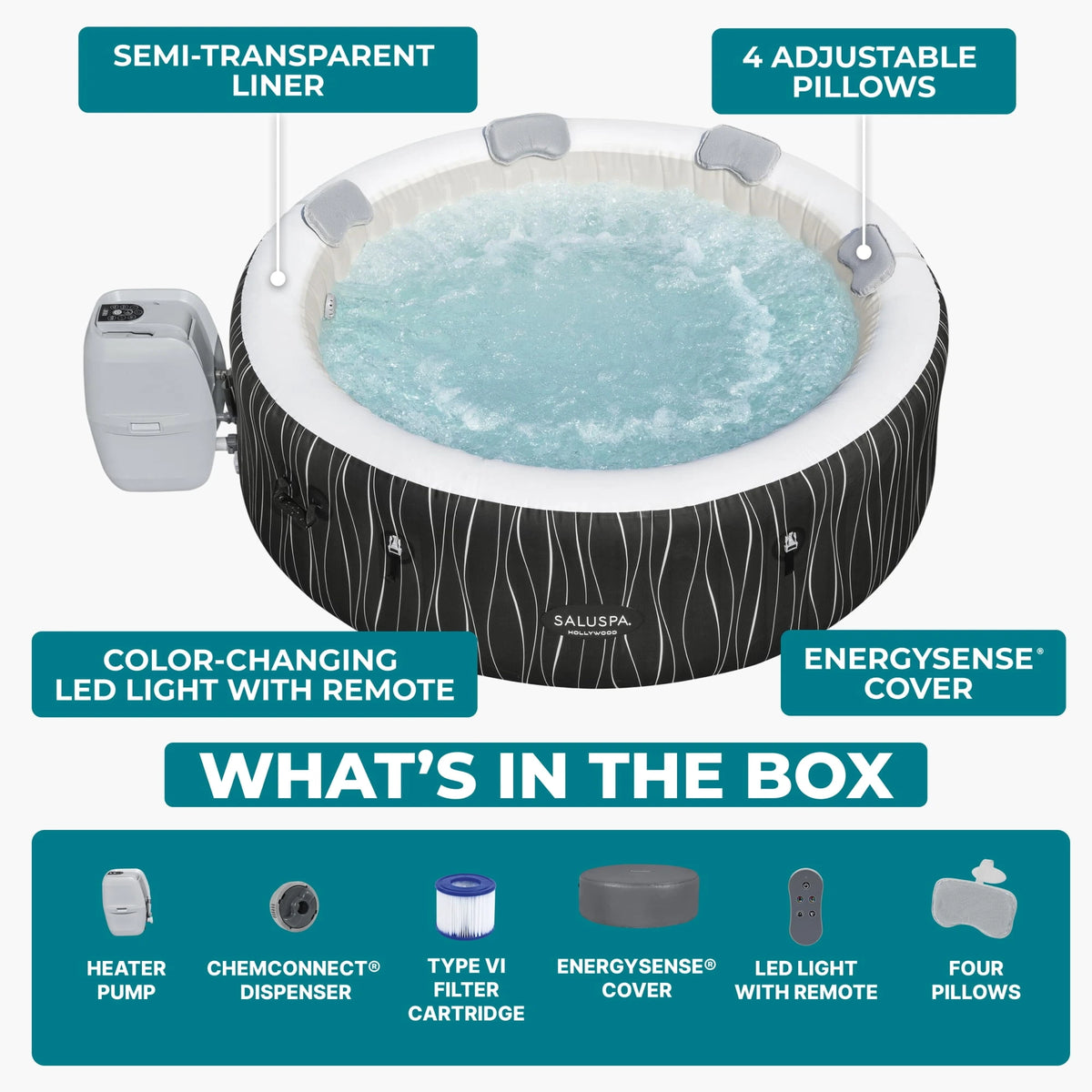 Bestway SaluSpa Hollywood Luxe Inflatable Hot Tub